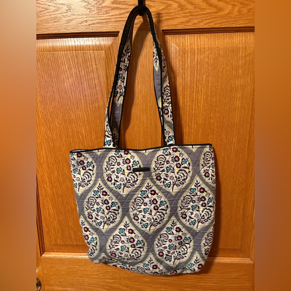 Vera Bradley Floral Gray and Yellow Shoulder Bag